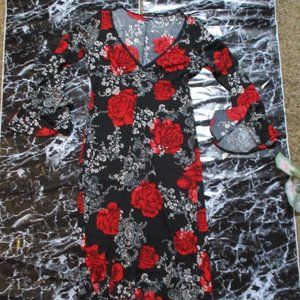 Floral Blackand Red Dress